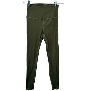 Carbon38 High Rise Ribbed Leggings Size S Olive Green Excellent